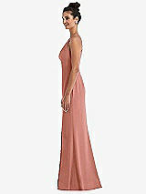 Side View Thumbnail - Desert Rose Open-Back High-Neck Halter Trumpet Gown