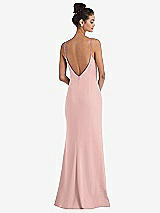 Rear View Thumbnail - Rose - PANTONE Rose Quartz Open-Back High-Neck Halter Trumpet Gown