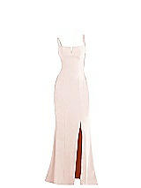 Alt View 1 Thumbnail - Blush Notch Crepe Trumpet Gown with Front Slit