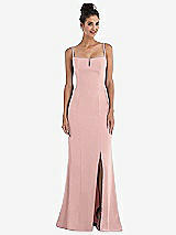 Front View Thumbnail - Rose Notch Crepe Trumpet Gown with Front Slit