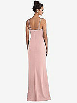 Rear View Thumbnail - Rose Notch Crepe Trumpet Gown with Front Slit