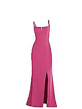 Alt View 1 Thumbnail - Tea Rose Notch Crepe Trumpet Gown with Front Slit