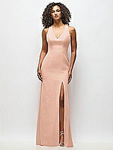 Alt View 1 Thumbnail - Pale Peach Criss-Cross Cutout Back Maxi Dress with Front Slit