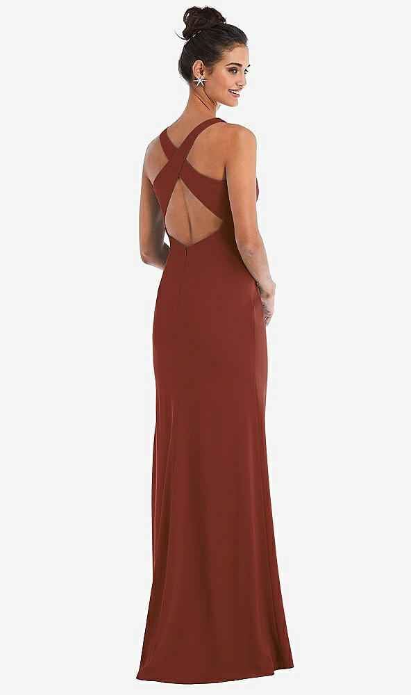 Front View - Auburn Moon Criss-Cross Cutout Back Maxi Dress with Front Slit