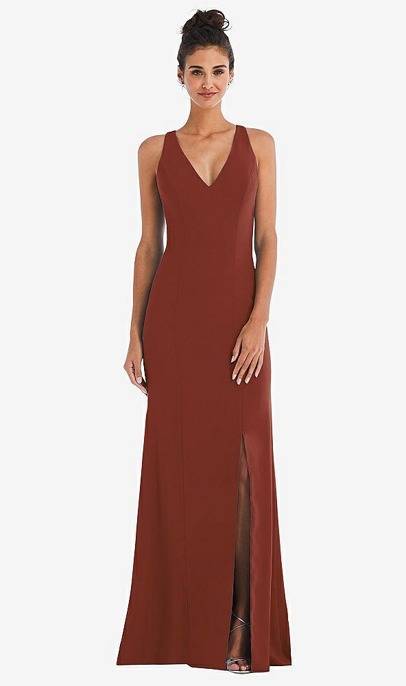 Back View - Auburn Moon Criss-Cross Cutout Back Maxi Dress with Front Slit