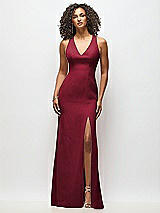 Alt View 1 Thumbnail - Burgundy Criss-Cross Cutout Back Maxi Dress with Front Slit