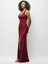 Alt View 2 Thumbnail - Burgundy Criss-Cross Cutout Back Maxi Dress with Front Slit