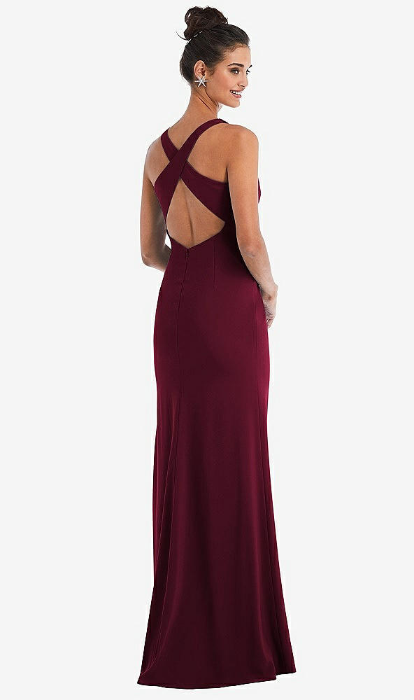 Front View - Cabernet Criss-Cross Cutout Back Maxi Dress with Front Slit