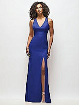 Alt View 1 Thumbnail - Cobalt Blue Criss-Cross Cutout Back Maxi Dress with Front Slit