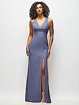 Alt View 1 Thumbnail - French Blue Criss-Cross Cutout Back Maxi Dress with Front Slit