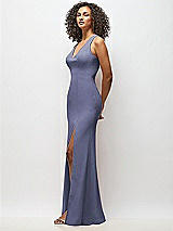 Alt View 2 Thumbnail - French Blue Criss-Cross Cutout Back Maxi Dress with Front Slit