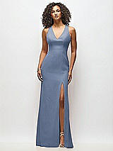 Alt View 1 Thumbnail - Larkspur Blue Criss-Cross Cutout Back Maxi Dress with Front Slit