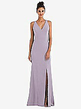 Rear View Thumbnail - Lilac Haze Criss-Cross Cutout Back Maxi Dress with Front Slit