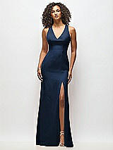 Alt View 1 Thumbnail - Midnight Navy Criss-Cross Cutout Back Maxi Dress with Front Slit