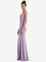 Side View Thumbnail - Pale Purple Criss-Cross Cutout Back Maxi Dress with Front Slit