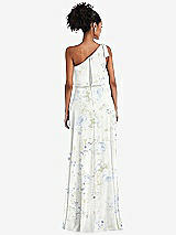 Rear View Thumbnail - Bleu Garden One-Shoulder Bow Blouson Bodice Maxi Dress