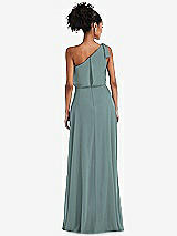 Rear View Thumbnail - Icelandic One-Shoulder Bow Blouson Bodice Maxi Dress