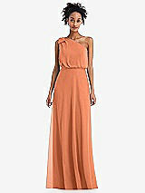 Front View Thumbnail - Sweet Melon One-Shoulder Bow Blouson Bodice Maxi Dress