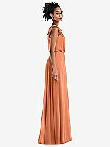 Side View Thumbnail - Sweet Melon One-Shoulder Bow Blouson Bodice Maxi Dress