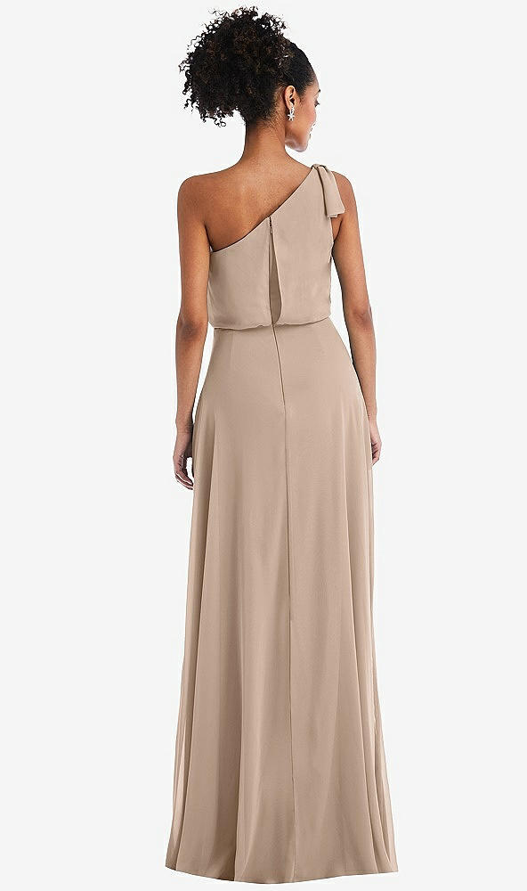 Back View - Topaz One-Shoulder Bow Blouson Bodice Maxi Dress