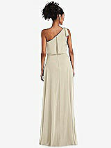 Rear View Thumbnail - Champagne One-Shoulder Bow Blouson Bodice Maxi Dress