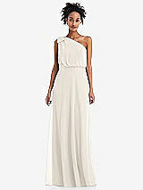 Front View Thumbnail - Ivory One-Shoulder Bow Blouson Bodice Maxi Dress