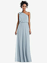 Front View Thumbnail - Mist One-Shoulder Bow Blouson Bodice Maxi Dress