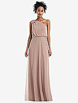 Front View Thumbnail - Neu Nude One-Shoulder Bow Blouson Bodice Maxi Dress