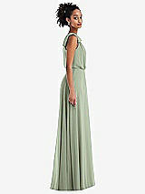 Side View Thumbnail - Sage One-Shoulder Bow Blouson Bodice Maxi Dress