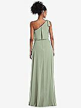 Rear View Thumbnail - Sage One-Shoulder Bow Blouson Bodice Maxi Dress