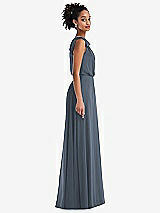 Side View Thumbnail - Silverstone One-Shoulder Bow Blouson Bodice Maxi Dress