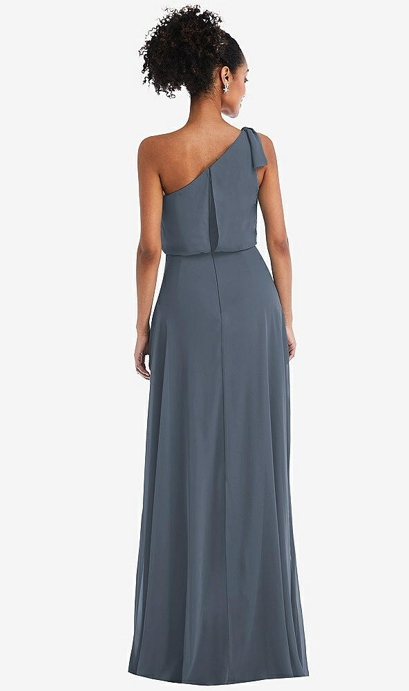 Back View - Silverstone One-Shoulder Bow Blouson Bodice Maxi Dress