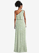 Rear View Thumbnail - Vintage Primrose Sage One-Shoulder Bow Blouson Bodice Maxi Dress