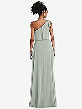 Rear View Thumbnail - Willow Green One-Shoulder Bow Blouson Bodice Maxi Dress