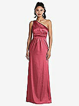 Front View Thumbnail - Nectar One-Shoulder Draped Satin Maxi Dress