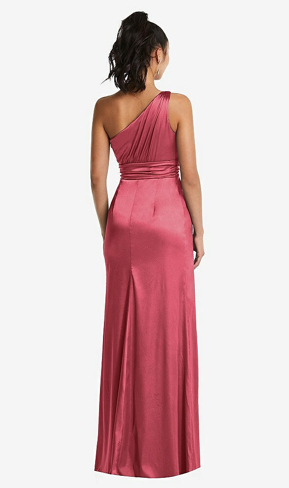 Back View - Nectar One-Shoulder Draped Satin Maxi Dress