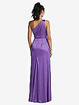 Rear View Thumbnail - Pansy One-Shoulder Draped Satin Maxi Dress