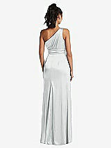 Rear View Thumbnail - Sterling One-Shoulder Draped Satin Maxi Dress