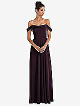 Alt View 1 Thumbnail - Deep Plum Off-the-Shoulder Draped Neckline Maxi Dress