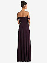 Alt View 2 Thumbnail - Deep Plum Off-the-Shoulder Draped Neckline Maxi Dress