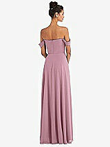Alt View 2 Thumbnail - Dusty Pink Off-the-Shoulder Draped Neckline Maxi Dress