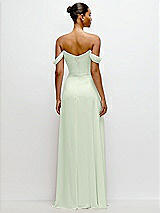 Rear View Thumbnail - Mint Green Off-the-Shoulder Draped Neckline Maxi Dress