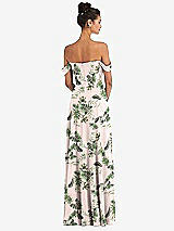 Alt View 2 Thumbnail - Palm Beach Print Off-the-Shoulder Draped Neckline Maxi Dress