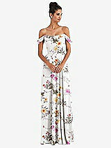 Alt View 1 Thumbnail - Butterfly Botanica Ivory Off-the-Shoulder Draped Neckline Maxi Dress