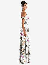 Alt View 3 Thumbnail - Butterfly Botanica Ivory Off-the-Shoulder Draped Neckline Maxi Dress