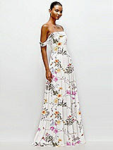 Side View Thumbnail - Butterfly Botanica Ivory Off-the-Shoulder Draped Neckline Maxi Dress