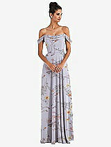 Alt View 1 Thumbnail - Butterfly Botanica Silver Dove Off-the-Shoulder Draped Neckline Maxi Dress