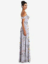 Alt View 3 Thumbnail - Butterfly Botanica Silver Dove Off-the-Shoulder Draped Neckline Maxi Dress