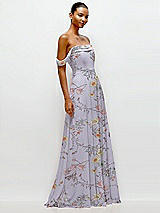 Side View Thumbnail - Butterfly Botanica Silver Dove Off-the-Shoulder Draped Neckline Maxi Dress