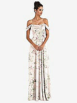 Alt View 1 Thumbnail - Blush Garden Off-the-Shoulder Draped Neckline Maxi Dress